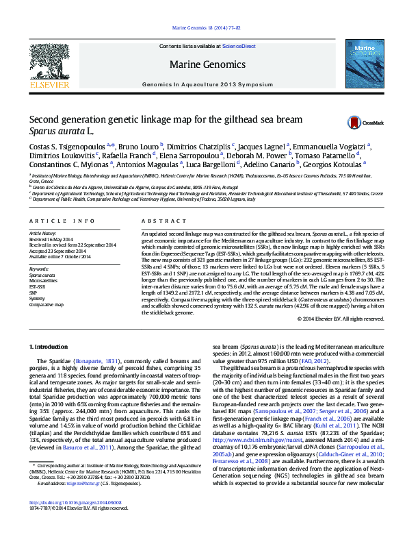 (PDF) Second generation genetic linkage map for the gilthead sea bream ...