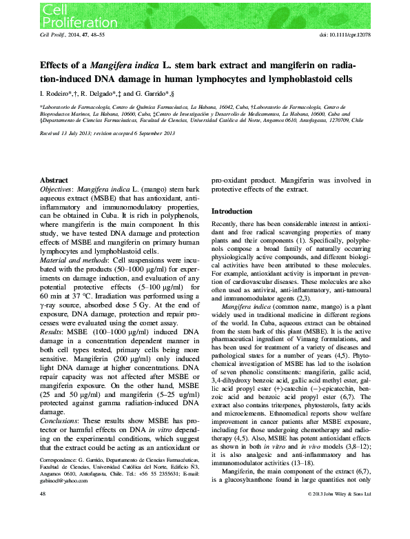 (PDF) Effects of aMangifera indicaL. stem bark extract and mangiferin ...