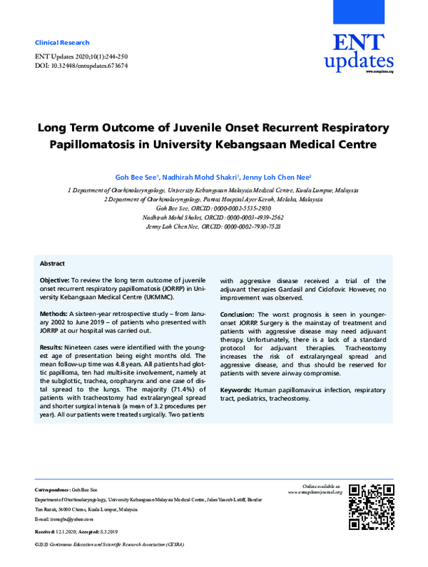 (PDF) Long Term Outcome Of Juvenile Onset Recurrent Respiratory ...