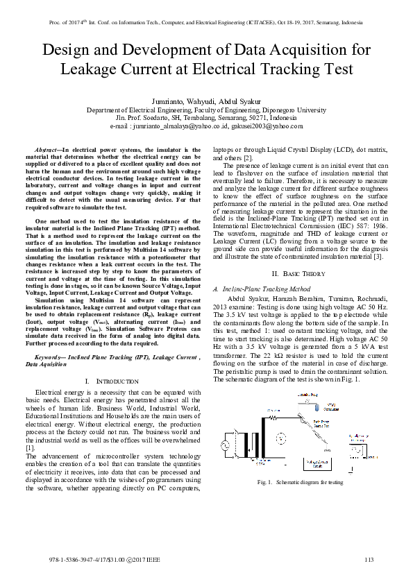 (PDF) Design and development of data acquisition for leakage current at ...