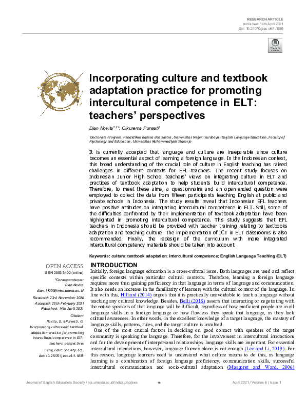 (PDF) Incorporating culture and textbook adaptation practice for ...
