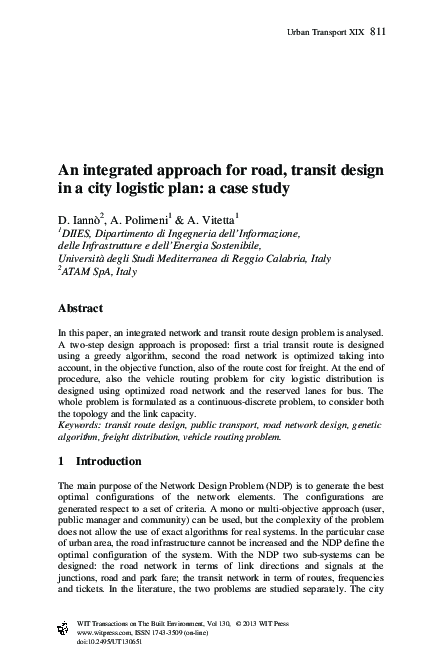 (PDF) An integrated approach for road, transit design in a city ...
