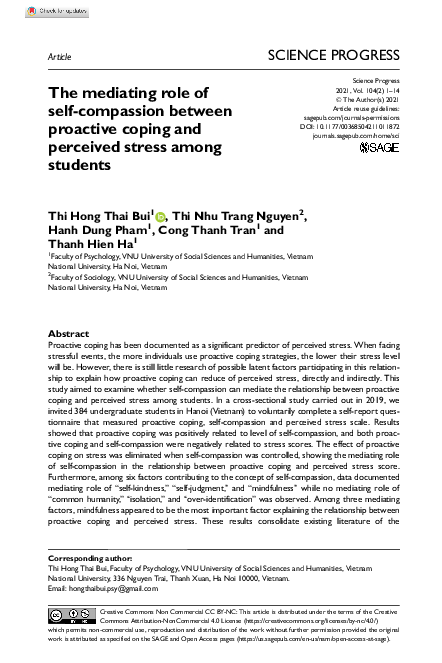 (PDF) The mediating role of self-compassion between proactive coping ...