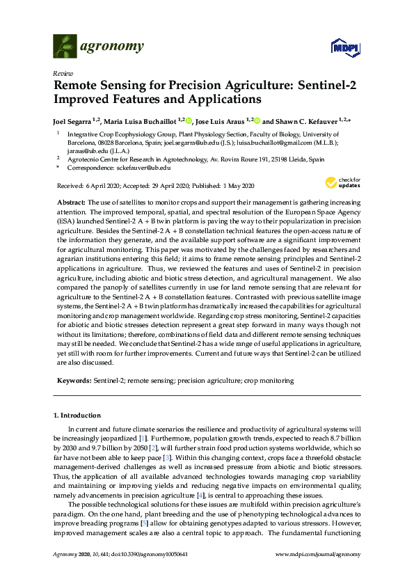 (PDF) Remote Sensing for Precision Agriculture: Sentinel-2 Improved ...