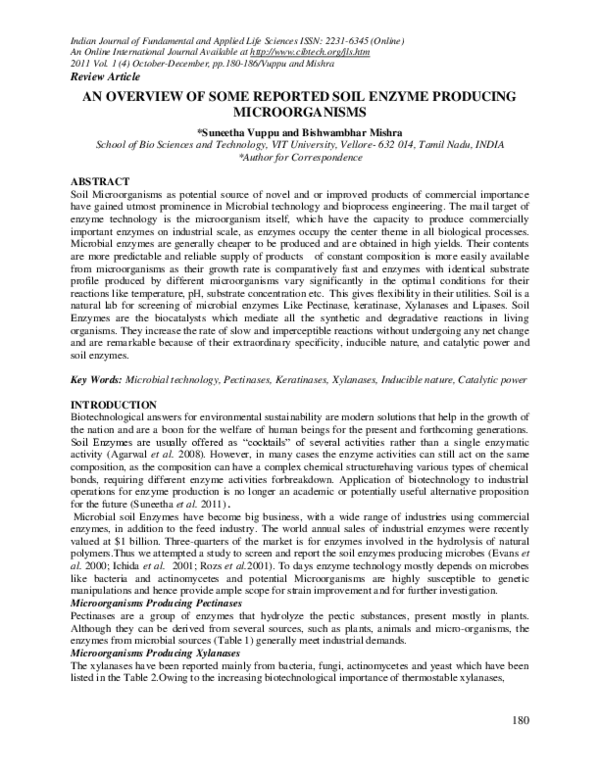 (PDF) An Overview of Some Reported Soil Enzyme Producing Microorganisms