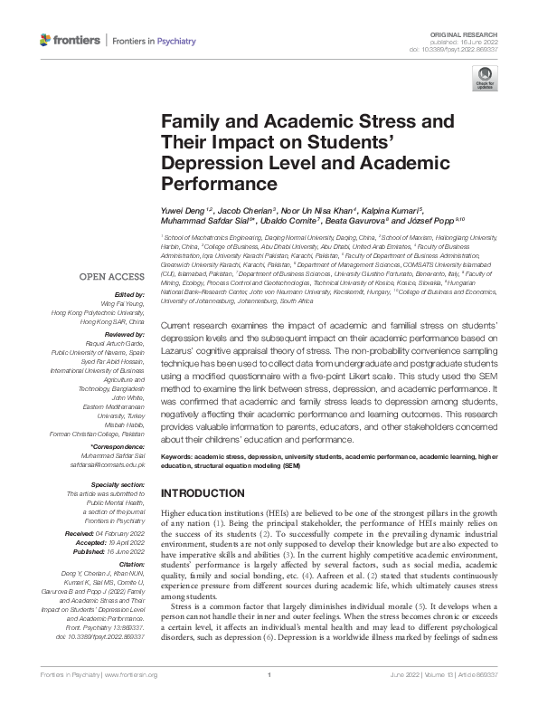 (PDF) Family and Academic Stress and Their Impact on Students ...