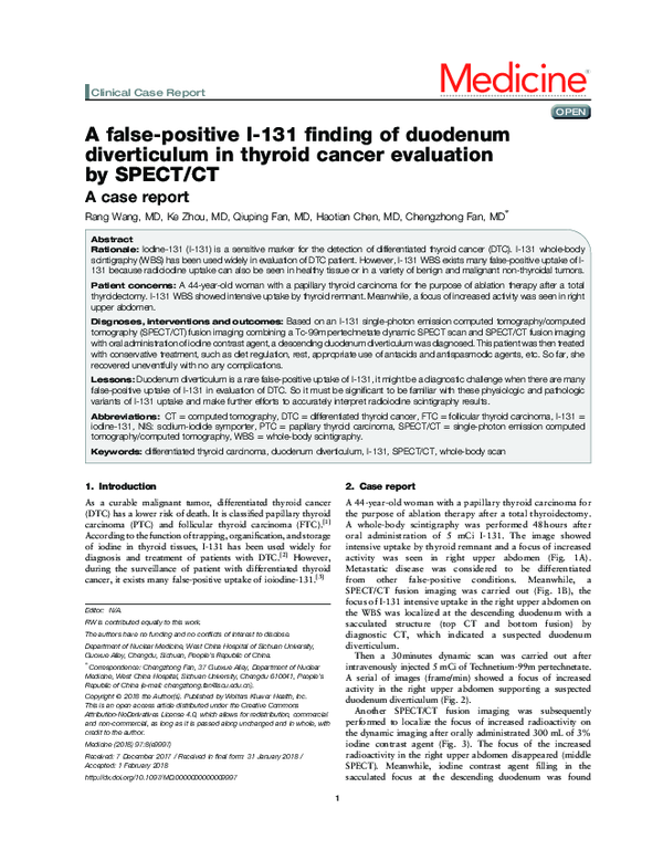 (PDF) A false-positive I-131 finding of duodenum diverticulum in ...