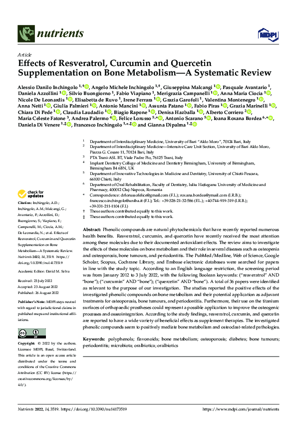 (PDF) Effects of Resveratrol, Curcumin and Quercetin Supplementation on ...