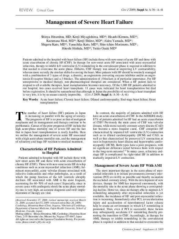 (PDF) Management of Severe Heart Failure