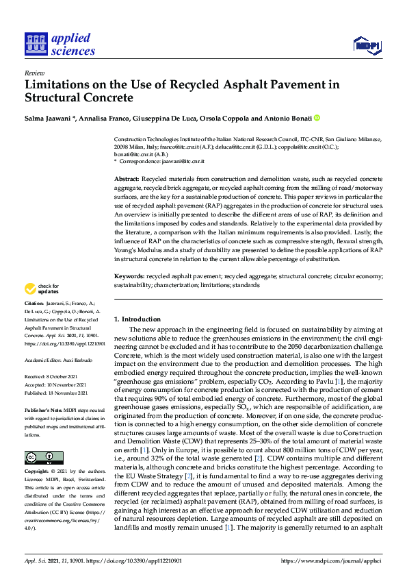(PDF) Limitations on the Use of Recycled Asphalt Pavement in Structural ...