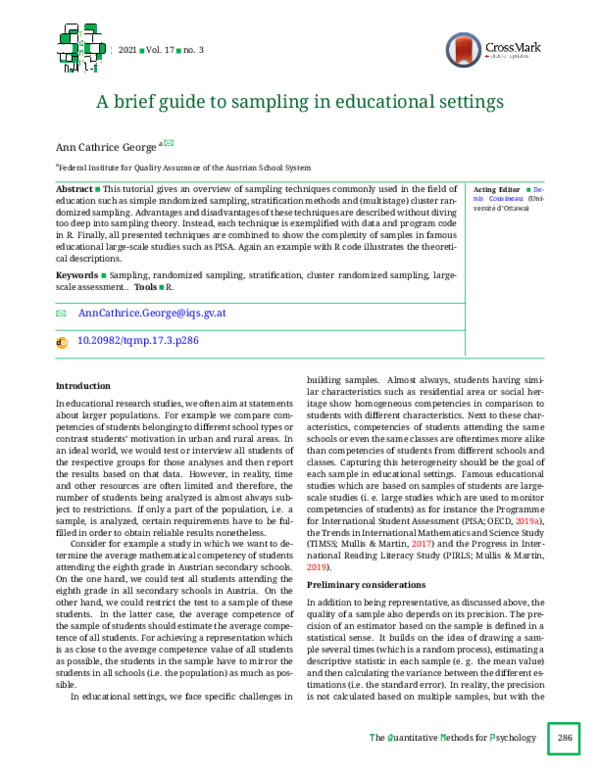 A Brief Guide To Sampling In Educational Settings – RMWZ
