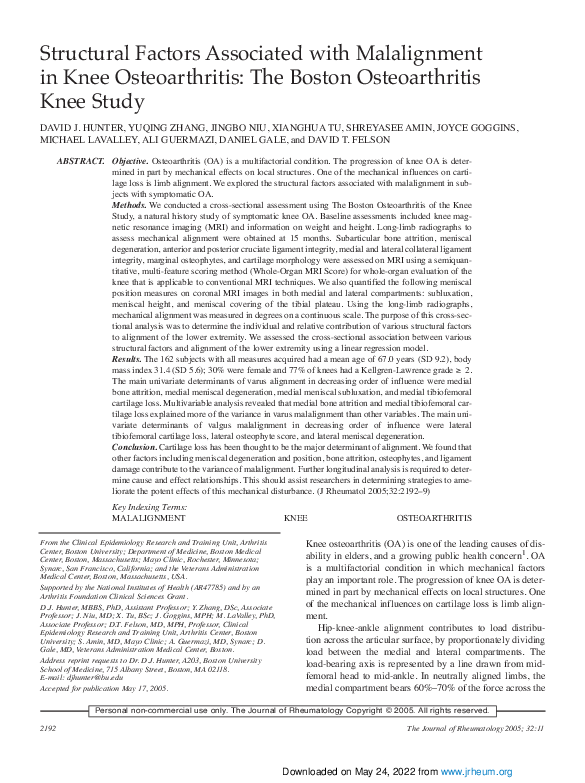 (PDF) Structural factors associated with malalignment in knee ...
