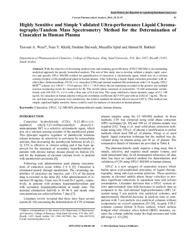 (PDF) Highly Sensitive and Simple Validated Ultra-performance Liquid ...