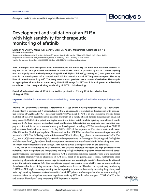 (PDF) Development and validation of an ELISA with high sensitivity for ...