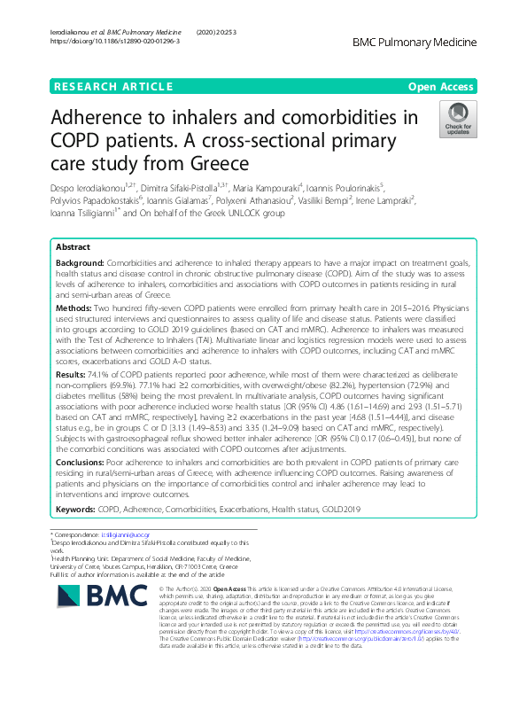 (PDF) Adherence to inhalers and comorbidities in COPD patients. A cross ...