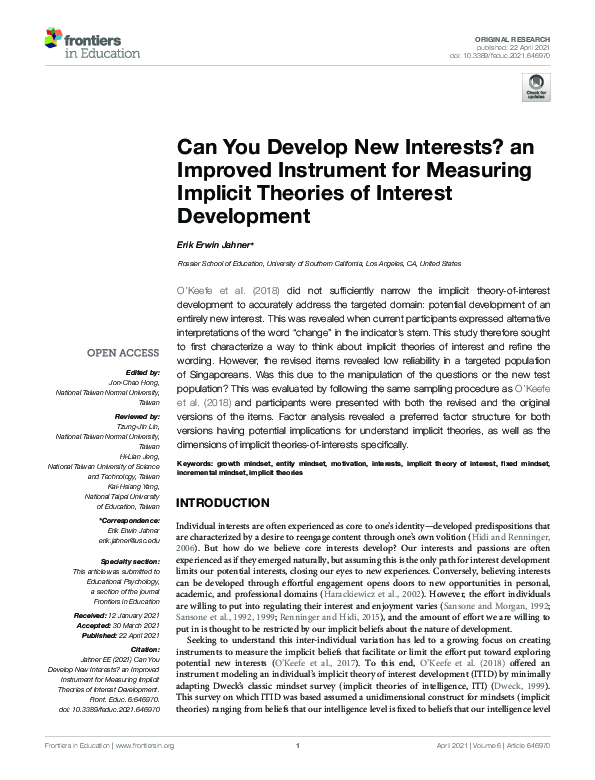 (PDF) Can You Develop New Interests? an Improved Instrument for ...