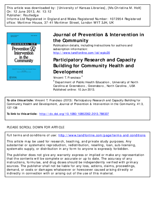 (PDF) Participatory Research and Capacity Building for Community Health ...