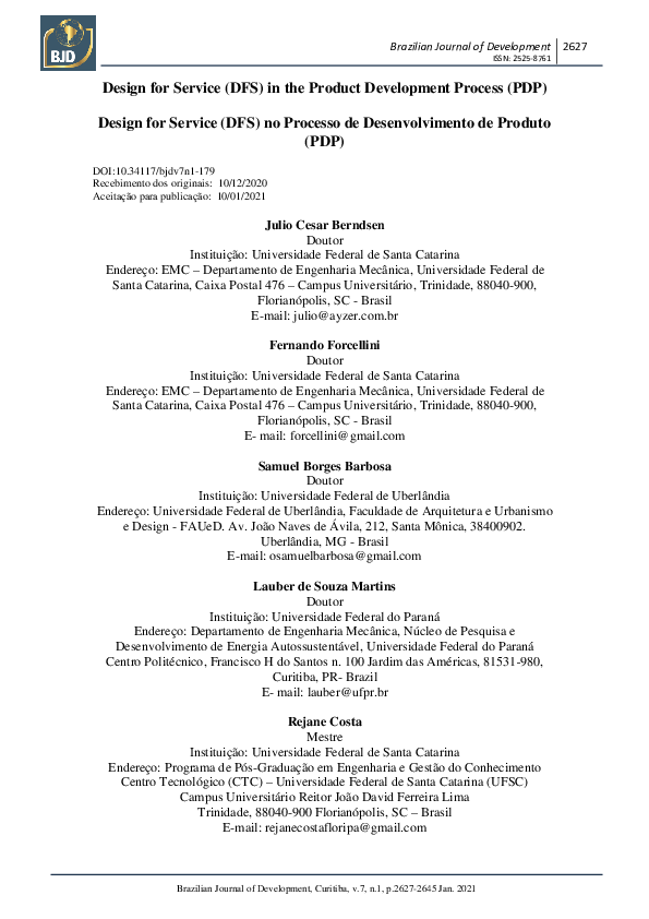 (PDF) Design for Service (DFS) in the Product Development Process (PDP ...