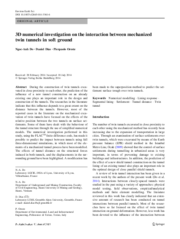(PDF) 3D numerical investigation on the interaction between mechanized ...