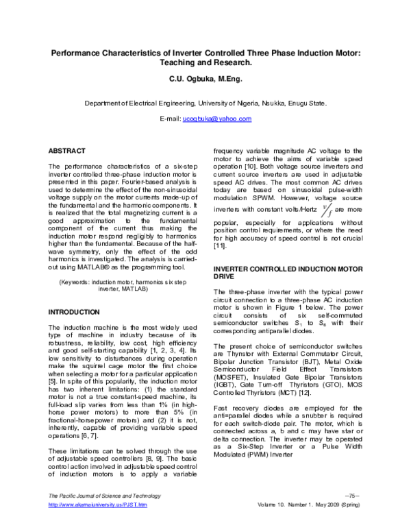 (PDF) Performance Characteristics of Inverter Controlled Three Phase ...