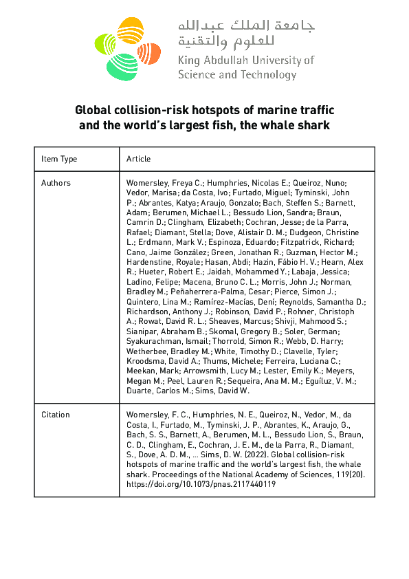 (PDF) Global collision-risk hotspots of marine traffic and the world’s ...