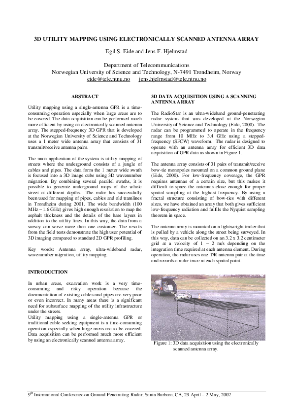 (PDF) 3D utility mapping using electronically scanned antenna array ...