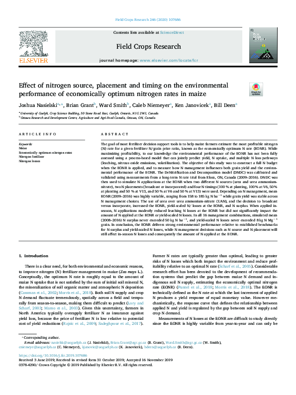 (PDF) Effect of nitrogen source, placement and timing on the ...