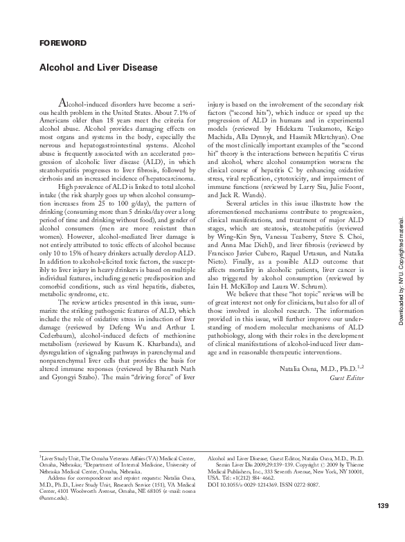 (PDF) Alcohol and liver disease