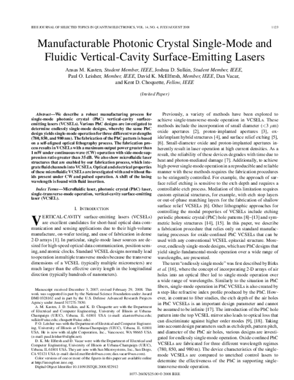 (PDF) Manufacturable Photonic Crystal Single-Mode and Fluidic Vertical ...