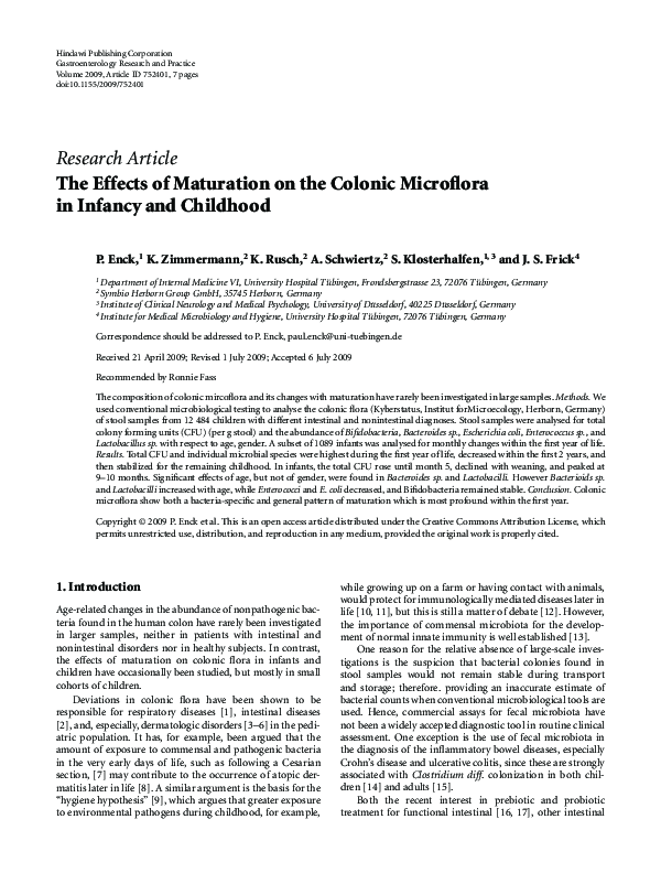 (PDF) The effects of maturation on the colonic microflora in infancy ...