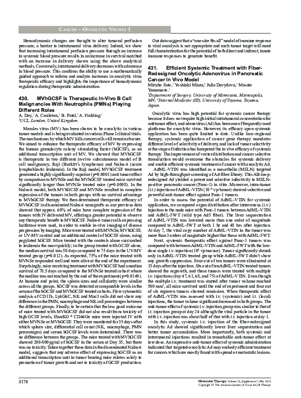 (PDF) 430. MVhGCSF Is Therapeutic In-Vivo B Cell Malignancies With ...