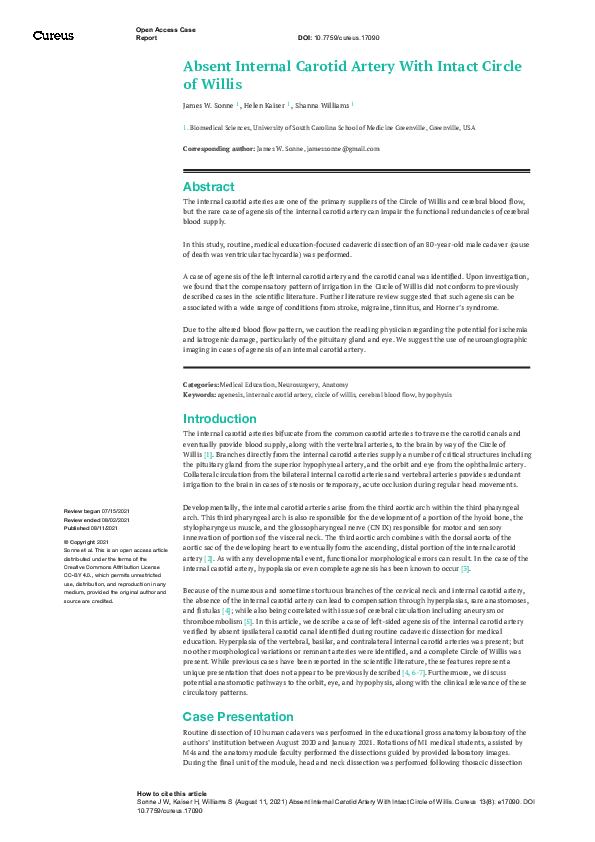 (PDF) Absent Internal Carotid Artery With Intact Circle of Willis
