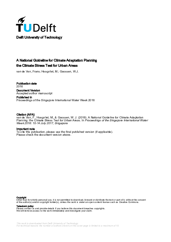 (PDF) A National Guideline for Climate Adaptation Planning : the ...