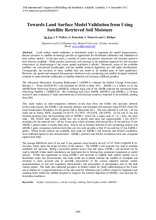 (PDF) Towards land surface model validation from using satellite ...