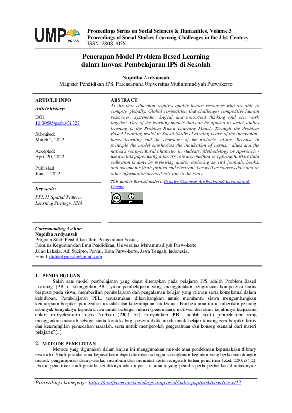 (PDF) Penerapan Model Problem Based Learning dalam Inovasi Pembelajaran ...