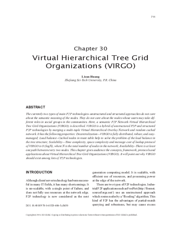 (PDF) Virtual Hierarchical Tree Grid Organizations (VIRGO)