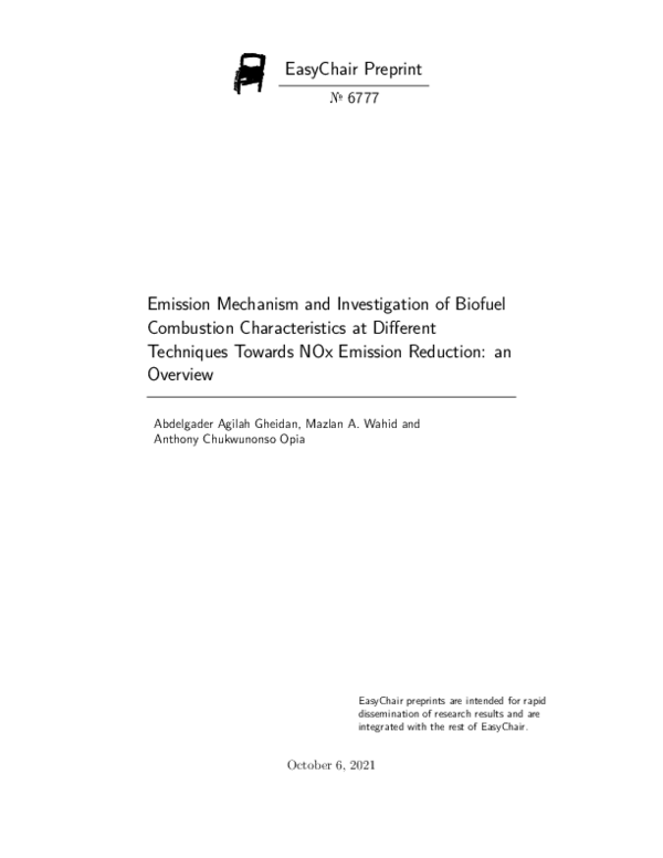 (PDF) Emission Mechanism and Investigation of Biofuel Combustion ...