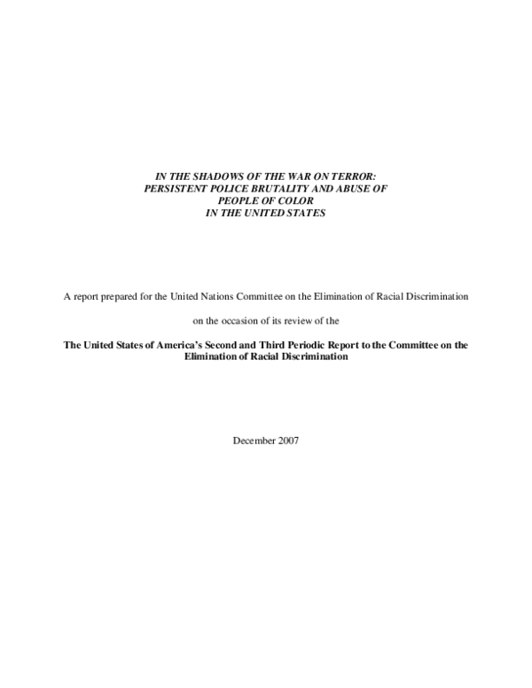 (PDF) In the Shadows of the War on Terror: Persistent Police Brutality ...