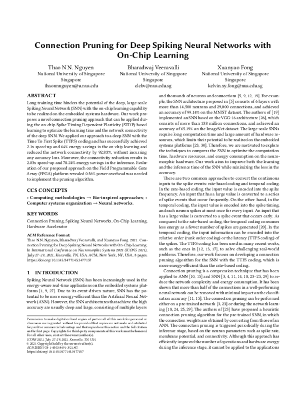 (PDF) Connection Pruning for Deep Spiking Neural Networks with On-Chip ...