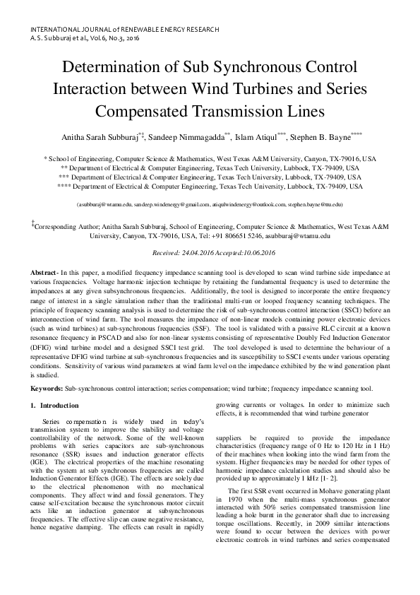 (PDF) Determination of Sub Synchronous Control Interaction between Wind ...