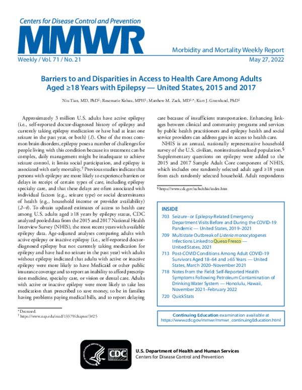 (PDF) Barriers to and Disparities in Access to Health Care Among Adults ...
