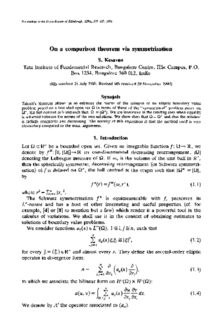 (PDF) On a comparison theorem via symmetrisation