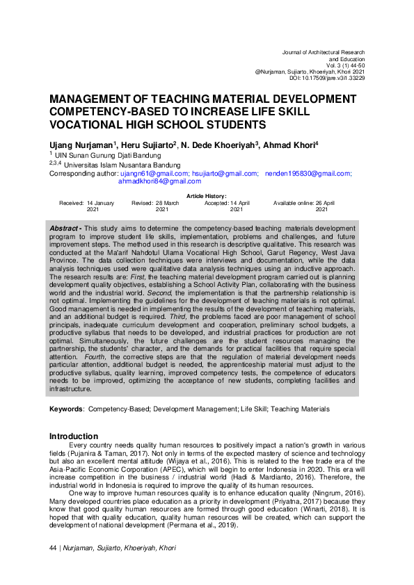 (PDF) Management of Teaching Material Development Competency-Based to ...