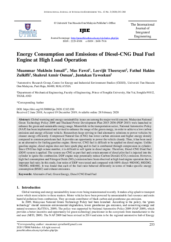 (PDF) Energy Consumption and Emissions of Diesel-CNG Dual Fuel Engine ...
