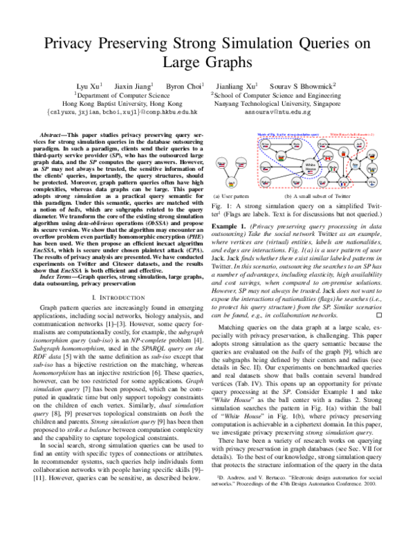 (PDF) Privacy Preserving Strong Simulation Queries on Large Graphs ...