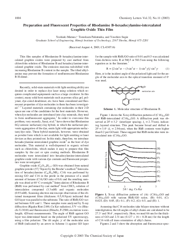 (PDF) Preparation and Fluorescent Properties of Rhodamine B ...