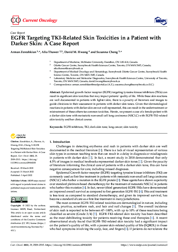 (PDF) EGFR Targeting TKI-Related Skin Toxicities in a Patient with ...