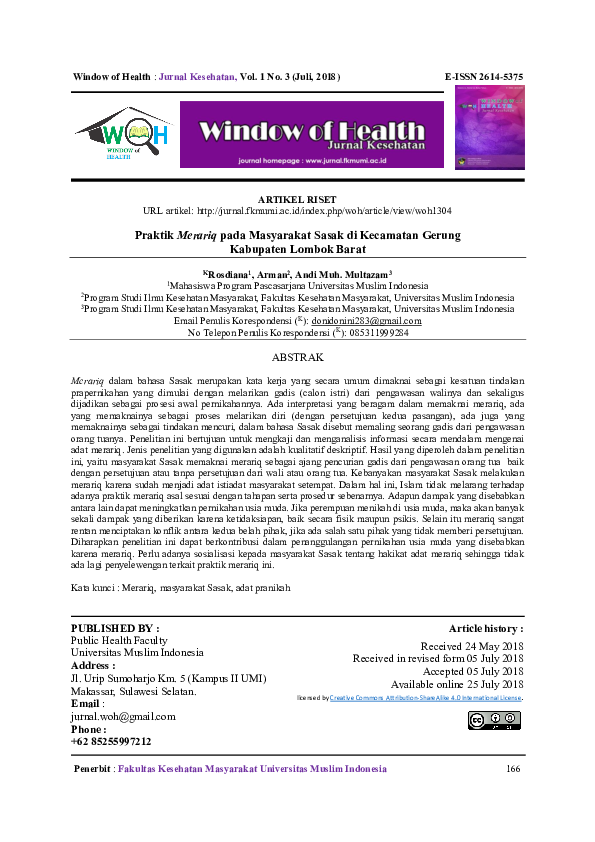 (PDF) Practice Merariq On Society The Sasak In Lombok Regency West Gerung