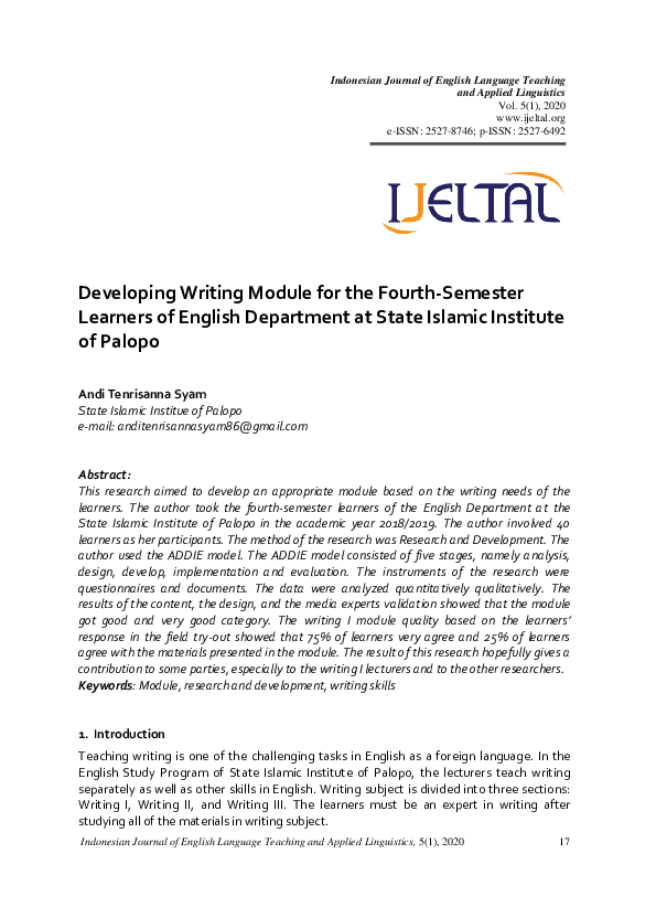 (PDF) Writing Module Development for English Learners
