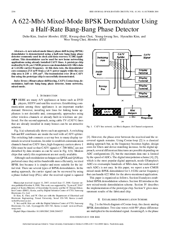 (PDF) A 622-Mb/s Mixed-Mode BPSK Demodulator Using a Half-Rate Bang ...